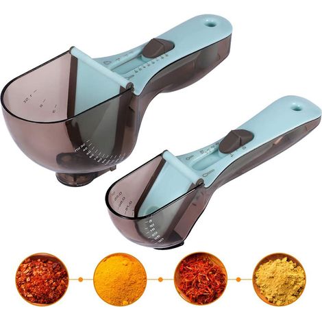 Cuillère Doseuse - 5 ml à 130 ml - Graduations Multi-unités ml/oz/cuillère à café/cuillère à soupe/tasse - Aimantée avec Trou de Suspension - Lot de 2 (1/5)