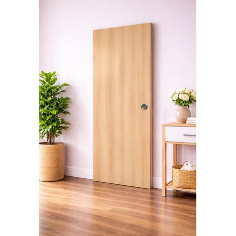 Porte Coulissante Décor Chêne Naturel Honey Oak  H204 X L93 Cm, Coquilles Gd Menuiseries