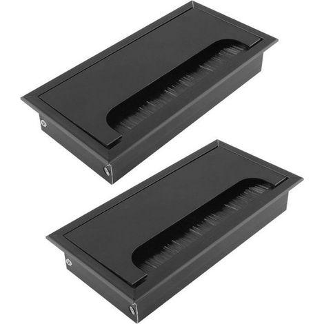 Caches-Fils Métalliques pour Bureau, Lot de 2 160x80mm, Protection Anti-Poussière - Noir (1/5)