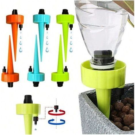 Tropfbewässerungsset, 6-teiliges automatisches Pflanzensprenger-Set, verstellbare Flaschentropfbewässerung für Gartenpflanzen, Pflanzensprenger für drinnen und draußen (1/3)