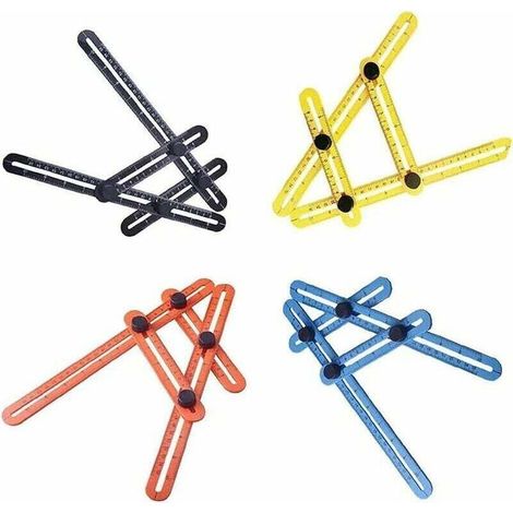 4 Pièces Multi-Angle Règle, Multi Angle Gabarit de Mesure, Outil de Mesure Multi-Angles Métrique en Plastique ABS pour Bricoleurs, Constructeurs, Artisans, Carpente (4 Couleurs) (1/4)