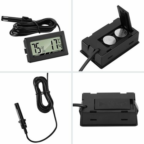 Thermomètre numérique 3 pièces avec hygromètre à sonde externe pour incubateur de reptiles de bureau (1/4)