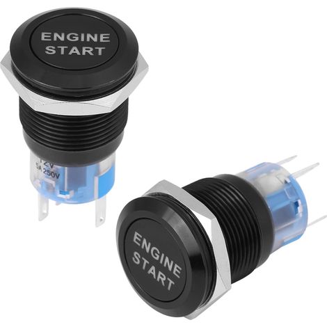 Bouton de Démarrage de Voiture 12 V, 19 Mm Étanche Interrupteur LED Poussoir Allumage Moteur (Boîtier noir) (1/5)