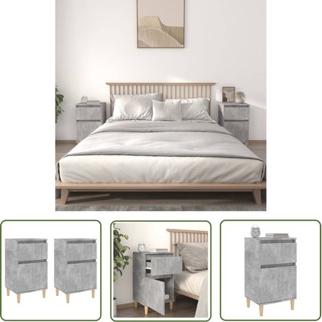 The Living Store Nachttische 2 Stk. Betongrau 40x35x70 cm - Beton Tisch - Nachttisch Grau - Wohnzimmer Dekoration - Schlafzimmer Einrichtung - Sideboard (1/5)