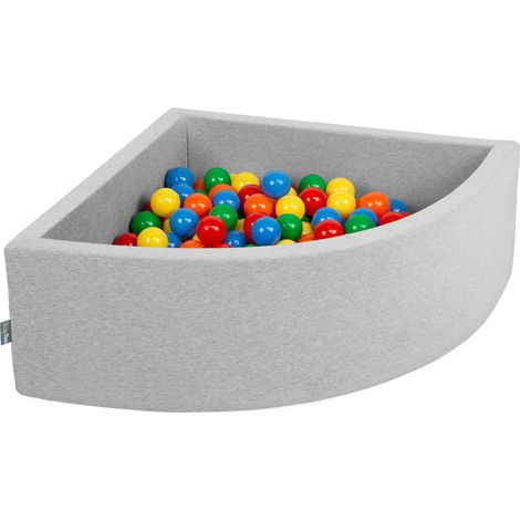KiddyMoon 90X30cm/200 Palline Piscina Di Palline Colorate ∅7Cm Per Bambini Quarto Angolare In EU, Grigio Ch:Giallo/Verde/Blu/Rosso/Arancione (1/4)