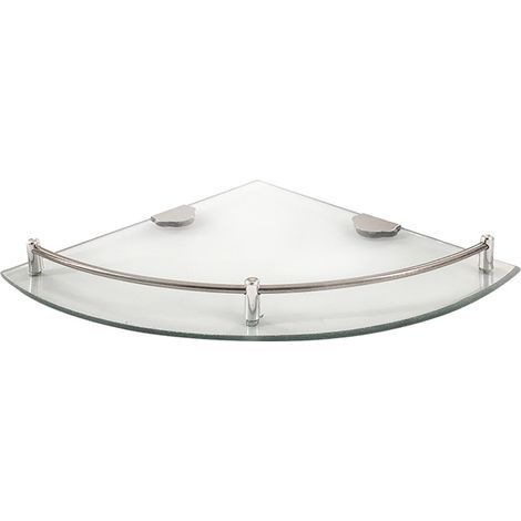 Étagère d'angle en verre avec fixation chromée
