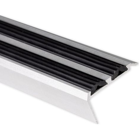Treppenkantenprofil mit Doppel-Gummieinlage Power Grip Länge: 134 cm Vorgebohrt Schwarz