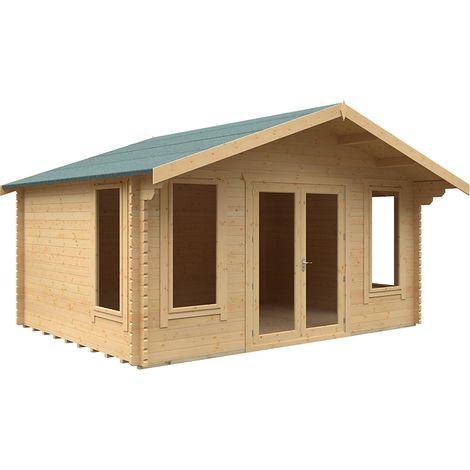 12x16 The Sutton 44mm Cabin - L355 x W475 x H292.6 cm - Solid Wood/Softwood/Pine - Natural