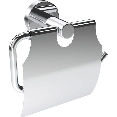 Porta carta igienica montaggio a parete con copertura in acciaio finitura cromo - Veronik (1/2)