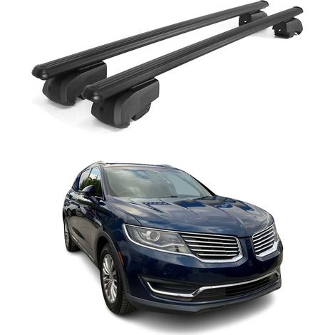 OMAC Aluminium Dachträger Querträger für Lincoln MKX mk2 2016-2018 – City Crash – ISO/PAS 11154:2006 – Abschließbar – Max. 75 kg – 2 Stangen Schwarz (1/5)