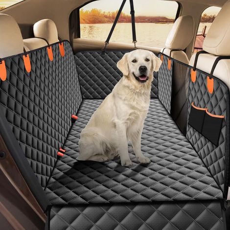 Housses de Siège d'auto pour Chien Protection Voiture Chien Protege Banquette Arrière Antidérapant et Imperméable avec Fenêtre en Maille Visible et Pochette de Rangement et Harnais pour Chien Noir (1/5)