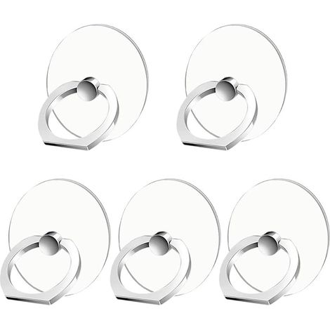 Kinizuxi 5 Packs Supports Anneau Téléphone Universels en Alliage de Zinc Réglables 360° pour Tous Smartphones, iPhone, Samsung, Huawei, LG (Argent) (1/5)