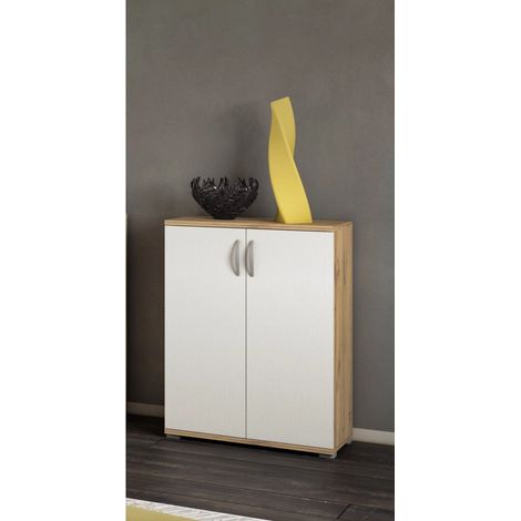 mobile multiuso 2 ante "londra 01" rovere bianco, 60x35x83 cm