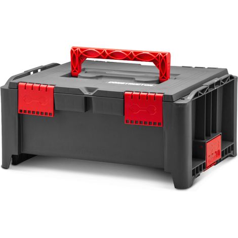 Boîte à outils empilable en plastique 46.4x33.5x21.2cm – ABS résistant aux chocs – Pour chantiers humides – Poignée de transport – Constructor (1/4)
