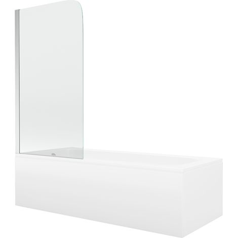 Mexen Vega baignoire rectangulaire 170 x 70 cm avec tablier et paroi 1 volet 75 cm, transparent, chrome - 550117070X9007510100 (1/5)