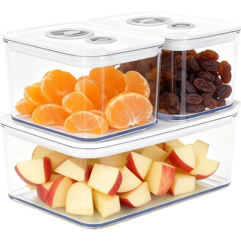 3 Boîte Conservation Alimentaire, Indicateur Date, Plastique PP, Empilable, Cuisine Réfrigérateur (1/5)