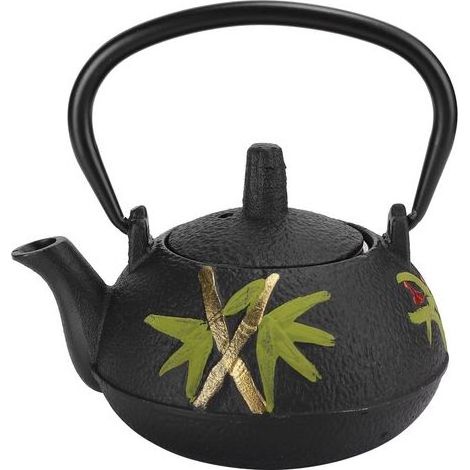 Bouilloire à thé en fonte 0.3L design bambou et fleur de prunier japonais - Décoration cadeau (1/5)