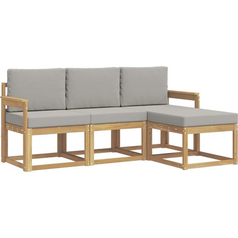 Set di divani da esterno 4 pz Bianco e Grigio Chiaro Poliestere vidaXL (1/5)