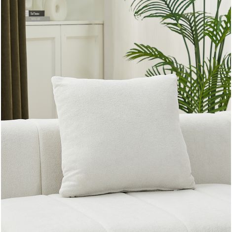 Canapé modulable courbé 4 places en chenille beige, sans montage, pour salon FloraGrace (1/5)