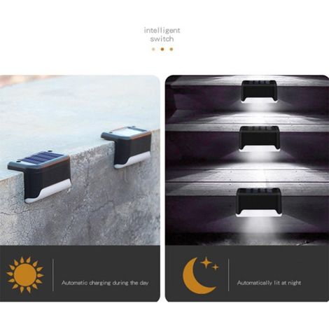 Éclairage solaire extérieur pour terrasse marches escaliers clôture jardin patio imperméable LED lumière blanche