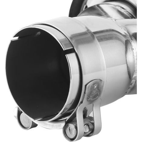 Tuyau d'échappement double universel en fibre de carbone de type Y, finition brillante, bords roulés, sortie gauche, acier inoxydable (AP42KR-6389) pour modification automobile (1/5)