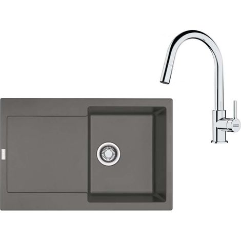 Franke Set - Set da cucina G258ŠK, lavello in fragranite MRG 611 e miscelatore FS 3229.031, pietra grigia/cromo 114.0700.719