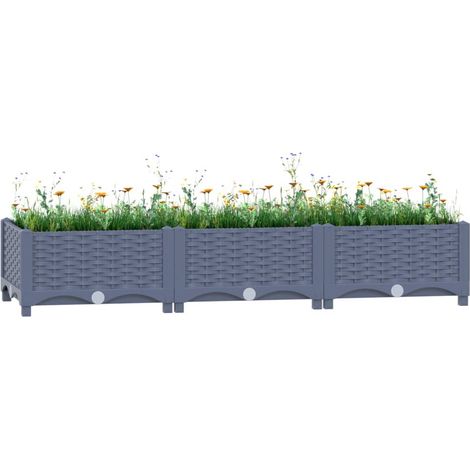 Jardinière, Pot de Fleurs d'extérieur, Lit surélevé 120x40x23 cm Polypropylène OIB2820E (1/5)