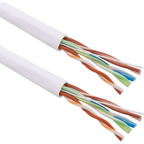 BeMatik - Enrouleur de câble réseau Ethernet UTP CCA, rigide, blanc, catégorie 5e, 100 m (1/5)