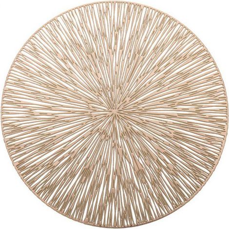 Set de table rond avec motif de trous decoratifs - or