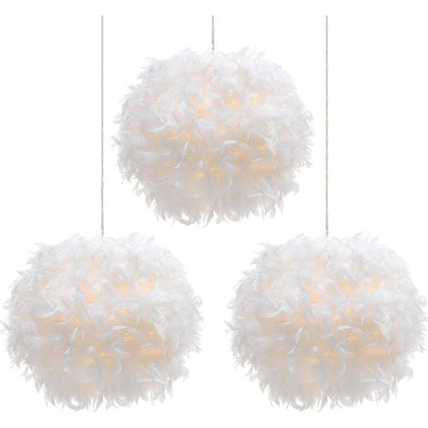 Wottes – Lustre moderne en plumes Ø35cm – Abat-jour chromé E27 – Hauteur 30cm – Longueur cordon réglable 100cm – Pour salon, chambre, bureau (1/5)