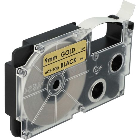 vhbw Label Tape compatible with Casio KL-P1000, KL-HD1 Label Printer 8m x 9 mm, Black on Gold, plastic (1/4)