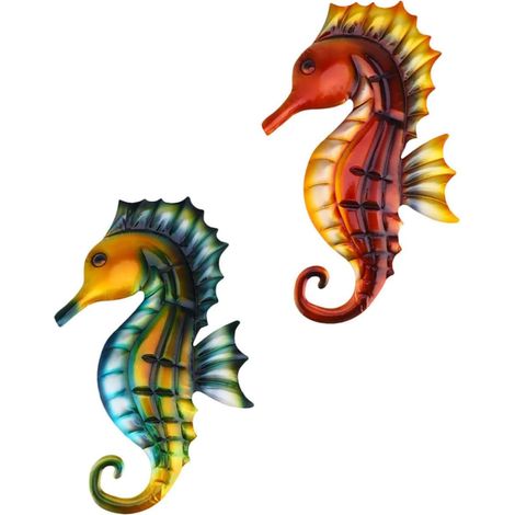 Pendentifs Hippocampes Design Délicat Cadre Robuste en Fer Forgé 2 Pièces Couleur Aléatoire pour Décoration Intérieure et Extérieure pour Portes et Murs (1/5)