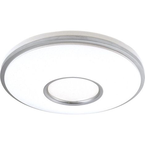 Plafón Perote 36 W blanco/plata 3528 lm 39x39x7,5 cm mando regulable