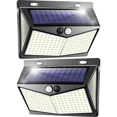 Lampes solaires extérieures, projecteurs LED extérieurs avec détecteurs de mouvement, appliques murales de jardin - paquet de 2 (1/5)