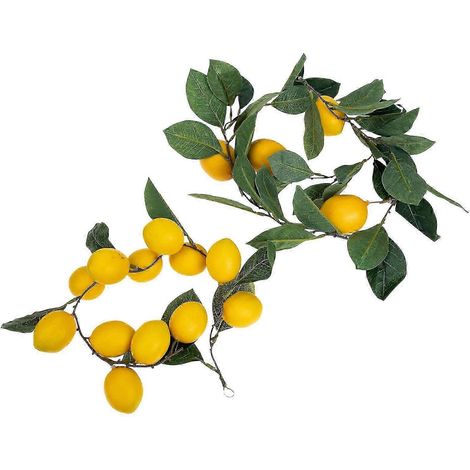 Guirlande de citrons artificiels 2026 (lot de 2), décoration suspendue réaliste en plastique pour mariage d'été, maison, festival (1/5)