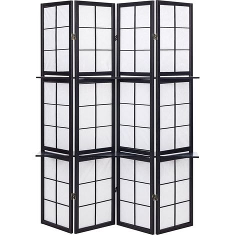4 Panel Room Divider GOMAGOI Black 120 cm 170 cm