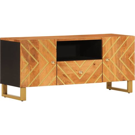 Mobile TV multimediale scaffale per televisione televisore buffet sala da pranzo soggiorno camera da letto e 105 x 33,5 x 46 cm in legno massello legno di mango marrone 020027593