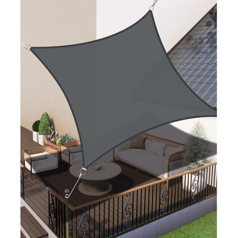 Sonnensegel 2x2m Wasserdicht Anthrazit 95% UV-Schutz Rechteckig für Garten & Terrasse (1/5)