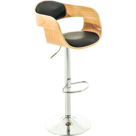 Cómodo taburete de bar de diseño moderno en madera y sintético negro 100001173