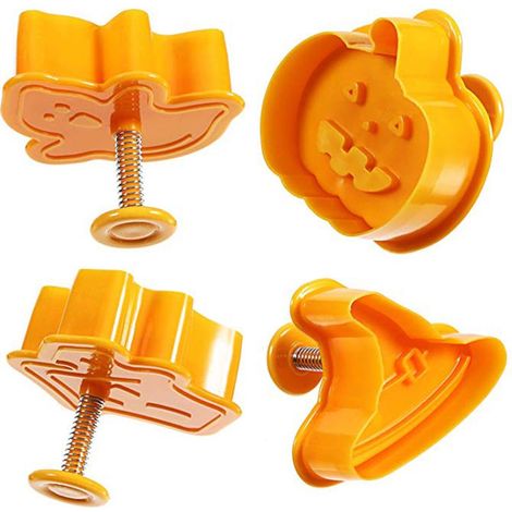 Lot de 4 emporte-pièces Halloween tampon biscuit 3D poussoir moule pâtisserie DIY ustensiles cuisine (1/5)