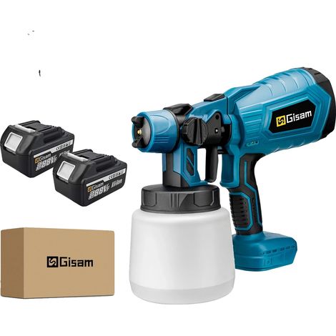 Pistola a spruzzo elettrica per vernice, capacità 1000 ml, alta efficienza, 2 batterie blu di grandi dimensioni (1/2)