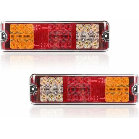 Lot de 2 feux arrière remorque LED 12V étanches – 5 fonctions : feu de freinage, clignotant, feu de recul, feu position, catadioptre (1/5)