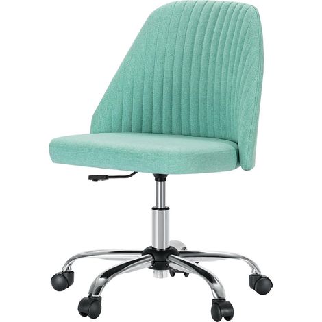 Chaise de bureau pivotante réglable sans accoudoirs en tissu vert (1/5)