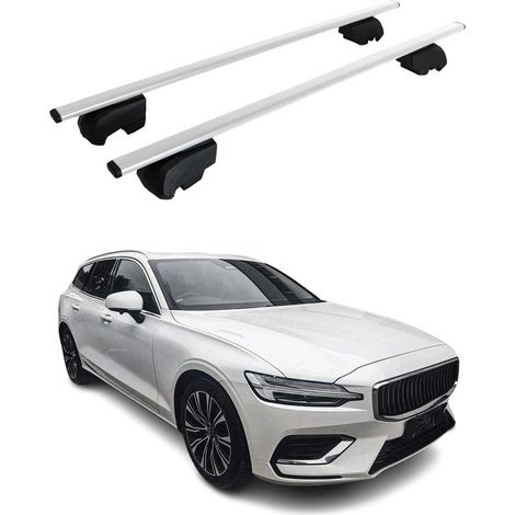 OMAC Dachtrager Quertrager für Volvo V60 II 2019-2026 – City Crash getestet – ISO PAS 11154:2006 – Abschliessbar – Max 75 kg – 2 Stangen Stahl Silber (1/5)