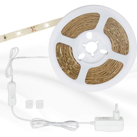 Striscia Led Ecoline Plastica Bianco 5Mt Led Integrato 14W 3000K 5Mt (1/4)