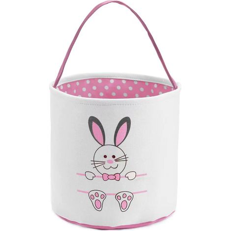 Sac panier de Pâques pour enfants, panier/sac à œufs, joli seau imprimé lapin, peut contenir des œufs de Pâques, des bonbons, des cadeaux (rose).rose (1/5)
