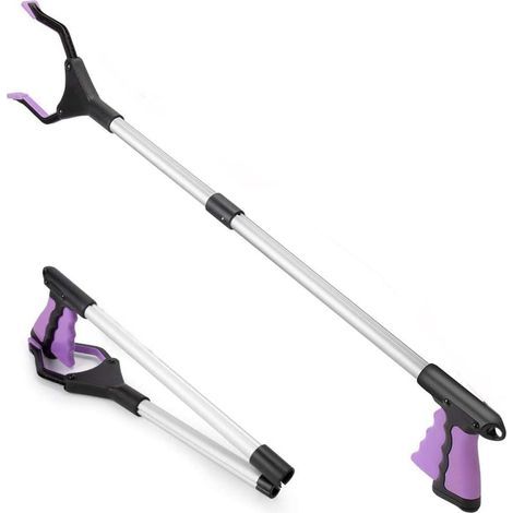 Folding garden grabber, waste grabber, premium grabber, handle with magnetic tip for removing waste, 82 cm purple extension arm (1/4)