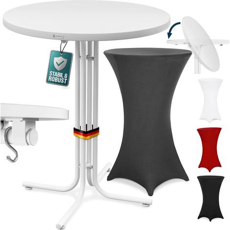 CASARIA® Stehtisch Klappbar mit Husse 80x110cm Rund Hoch Stabil Metall Pulverbeschichtet Hochtisch Bistrotisch Partytisch Weiß  Grau