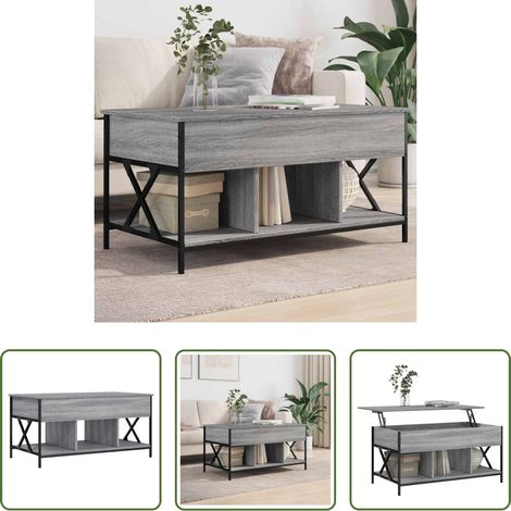 Wohnzimmer - Couchtisch Grau Sonoma 100x55x50 cm Holzwerkstoff und Metall (1/5)