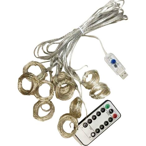 Guirnalda de luces LED con mando a distancia y efecto carámbanos, resistente al agua, ideal para Navidad, una cascada, una boda, un jardín o el hogar. (1/5)